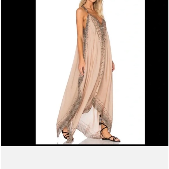 Free People Bohemian Flowy Tan Print Maxi Dress XS - Picture 2 of 9